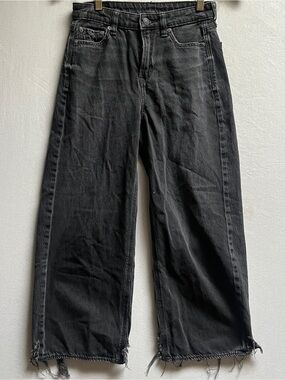 American Eagle Super High Rise Baggy Wide Leg Ankle Strigid Jeans 00 Short 26
